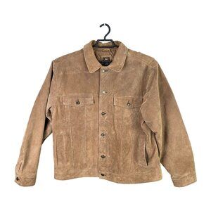 Mens Route 66 Brown Quilted Genuine Leather Jacket Lining Classic Design Size XL